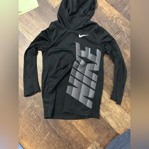 Nike Black Hooded Athletic Top with White Graphic Swoosh